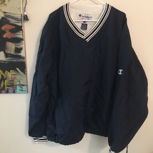 Vintage Navy Blue Champion Crewneck Windbreaker